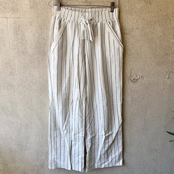 Sienna Sky White Stripe Linen Pants Size M - Picture 1 of 5
